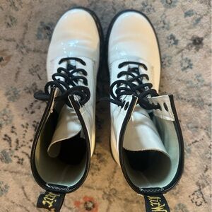 Dr. Martens Shiny White Lace Up Boots